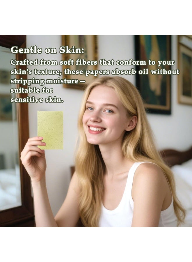 VIUAUAX Natural Face Oil Blotting Paper -Bamboo Charcoal 200 Counts, Easy Dispensing Oil Absorbing Sheets, Premium Handy Facial Blotting Papers - Face Skin Care or Beauty Make Up Must Have (White-Green Tea) - Image 5